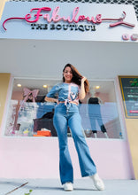 Load image into Gallery viewer, Denim and Pink ColorBlock tshirt