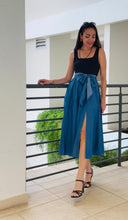 Load image into Gallery viewer, Black & Denim Midi Dress