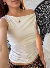 Load image into Gallery viewer, White Stretch One Shoulder Basic Top