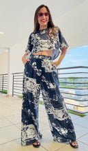 Load image into Gallery viewer, Navy & White Linen Pants & Top Set
