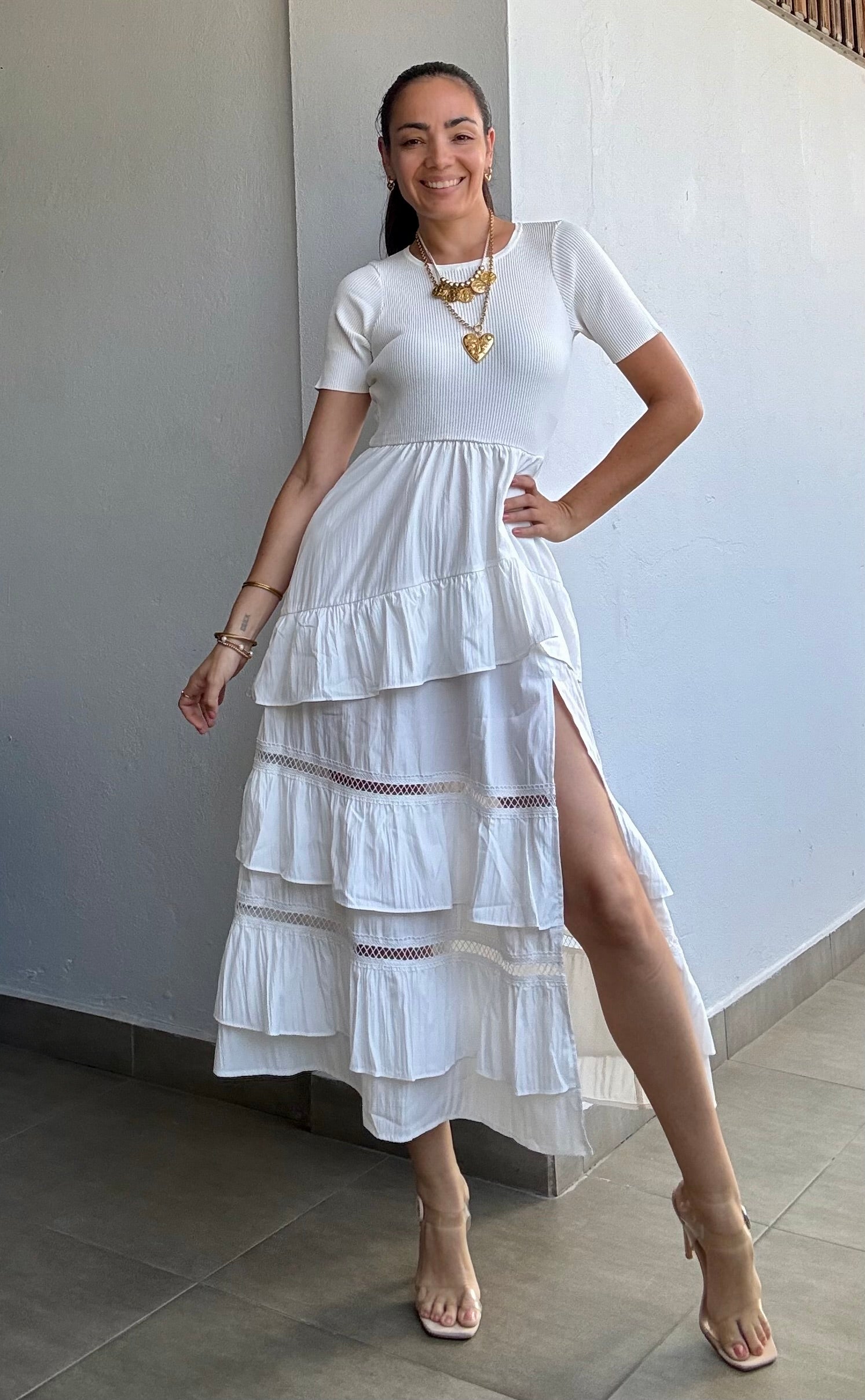 White Ruffle Dress