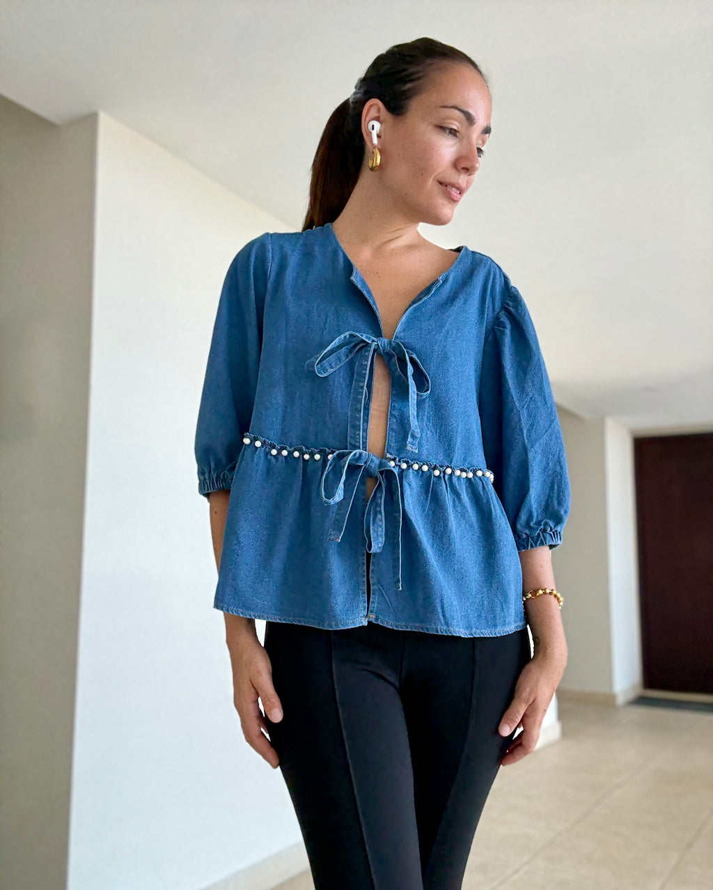 Fabulous Denim Open Front Top