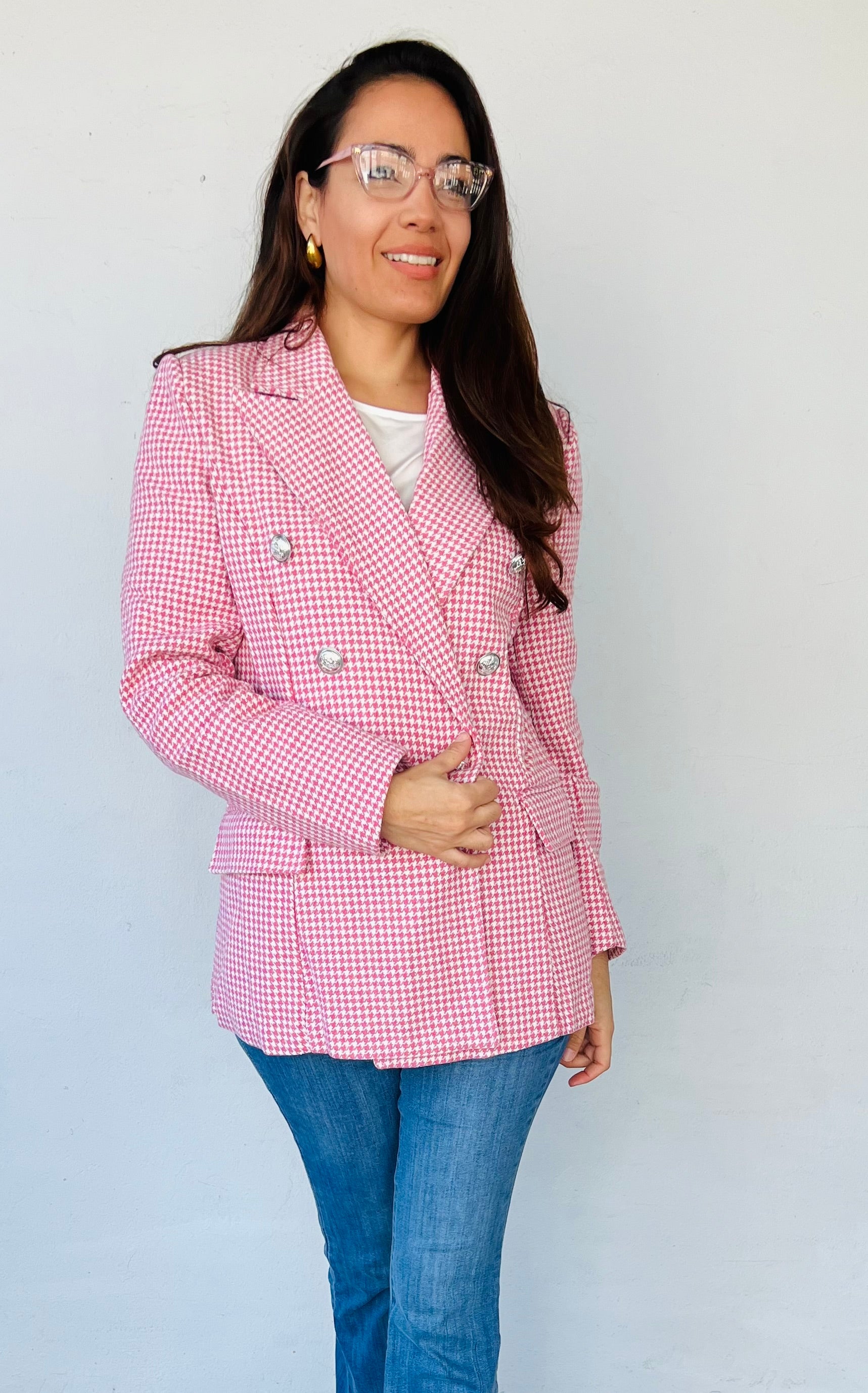 Textured Light Pink Blazer