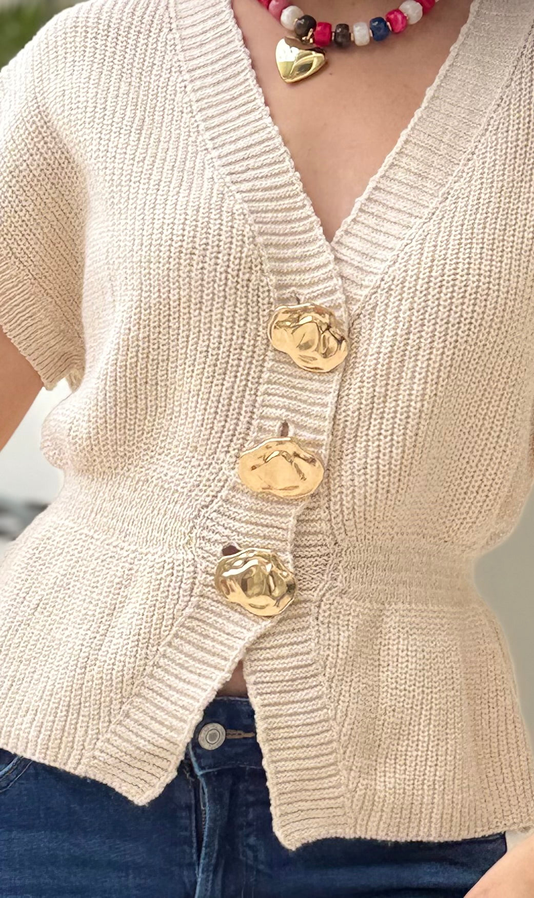 Golden Buttons Knit Vest