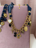 Denim & Gold Charms Necklace