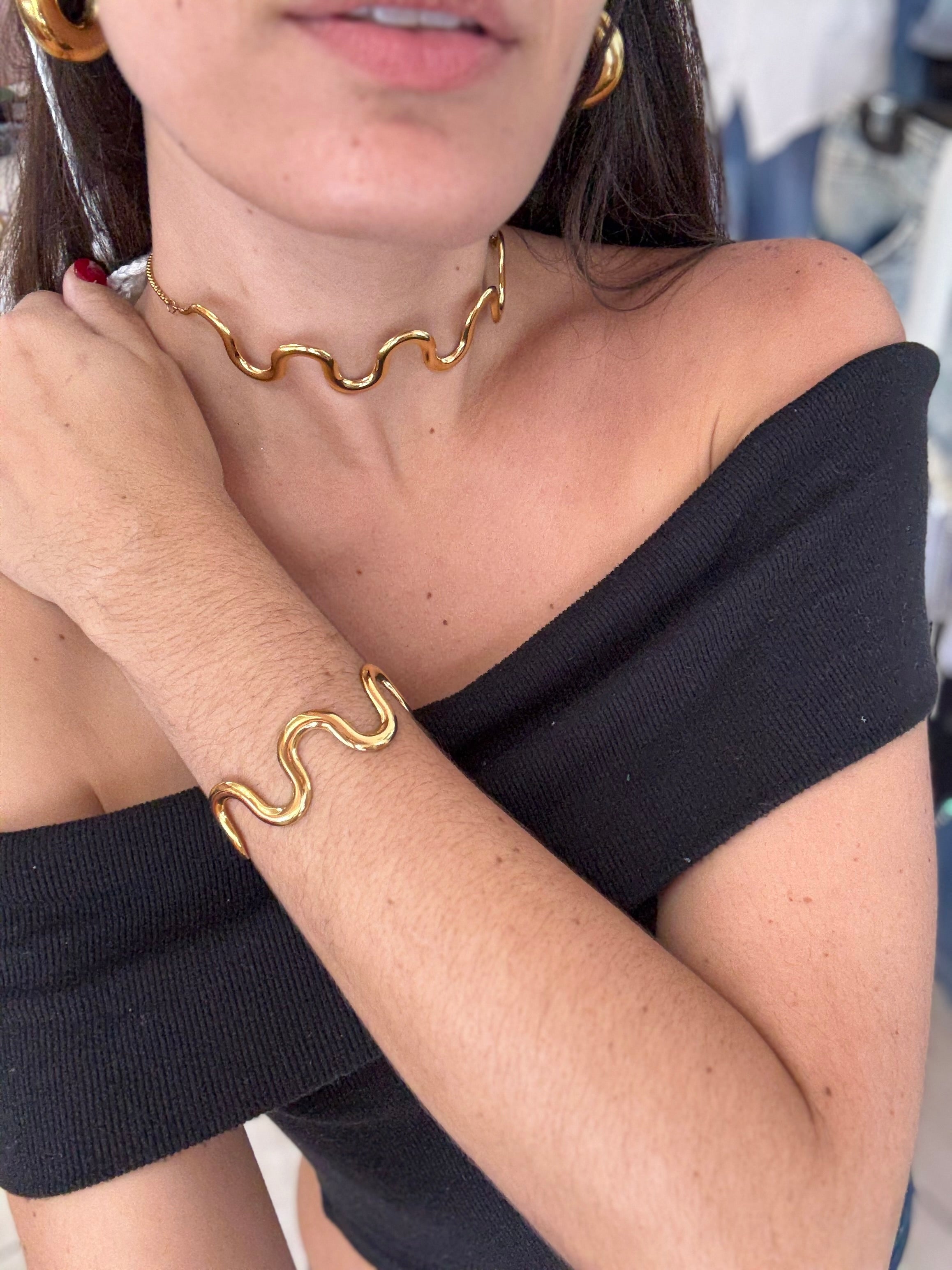 Wave Necklace and Bracelet Set