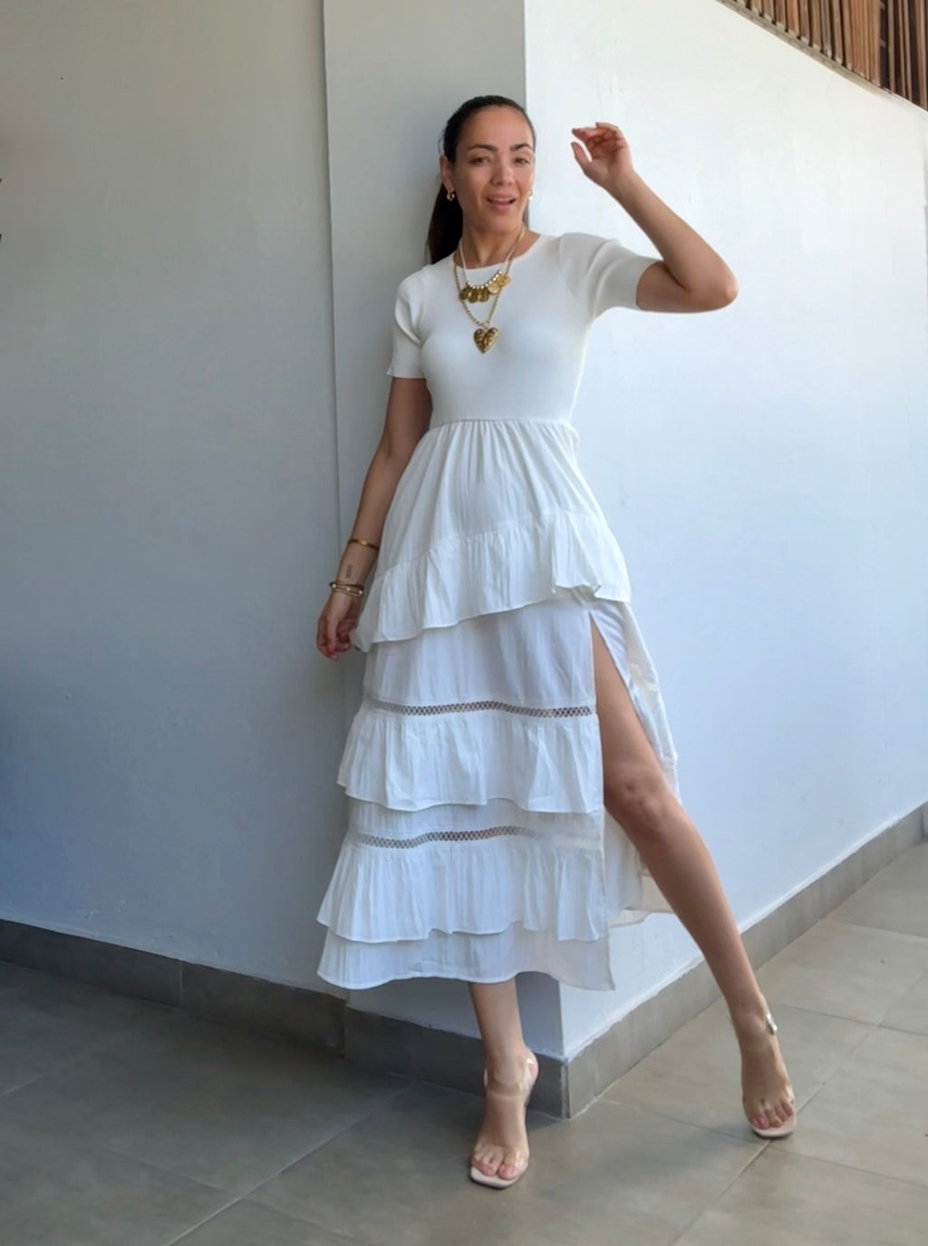 White Ruffle Dress