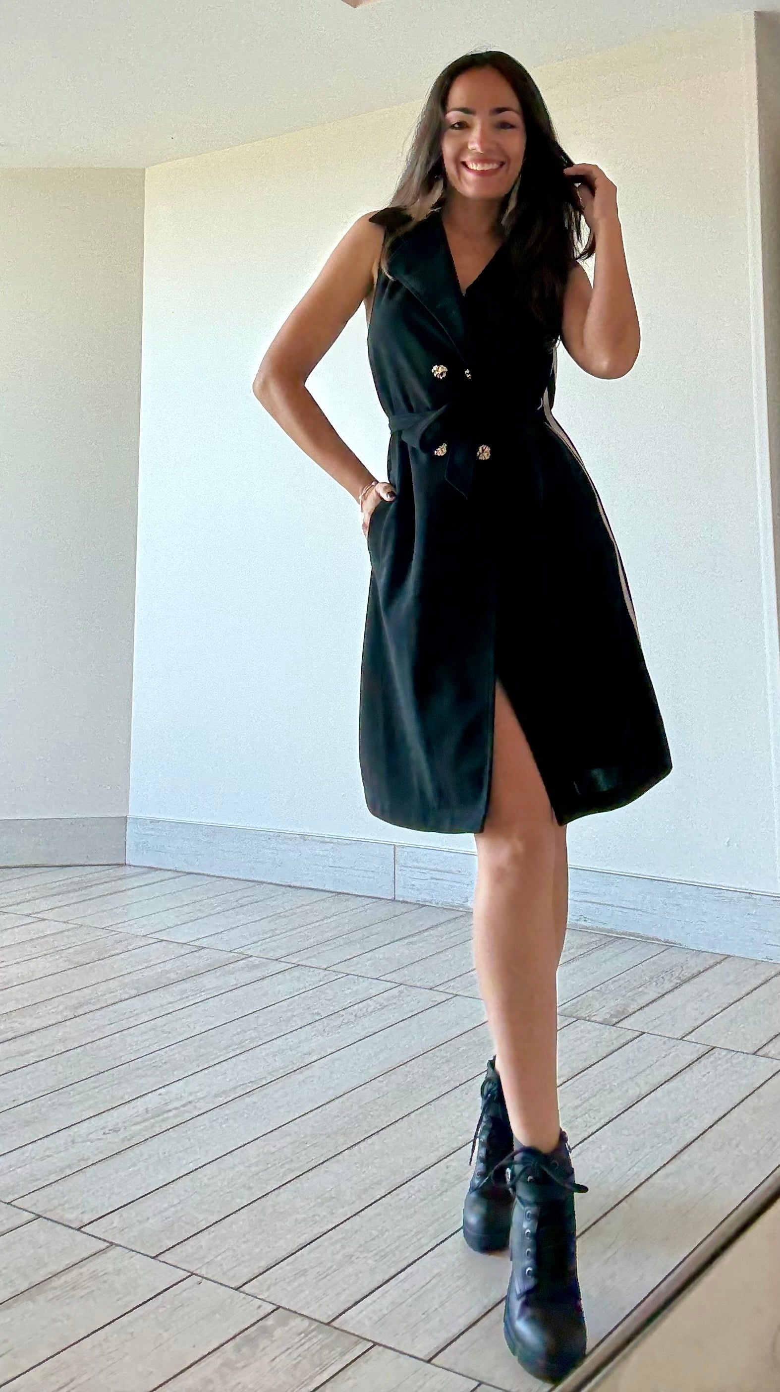 Black Blazer Dress with Lines