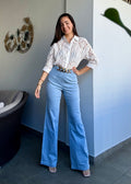 Light Denim With Belt Pants