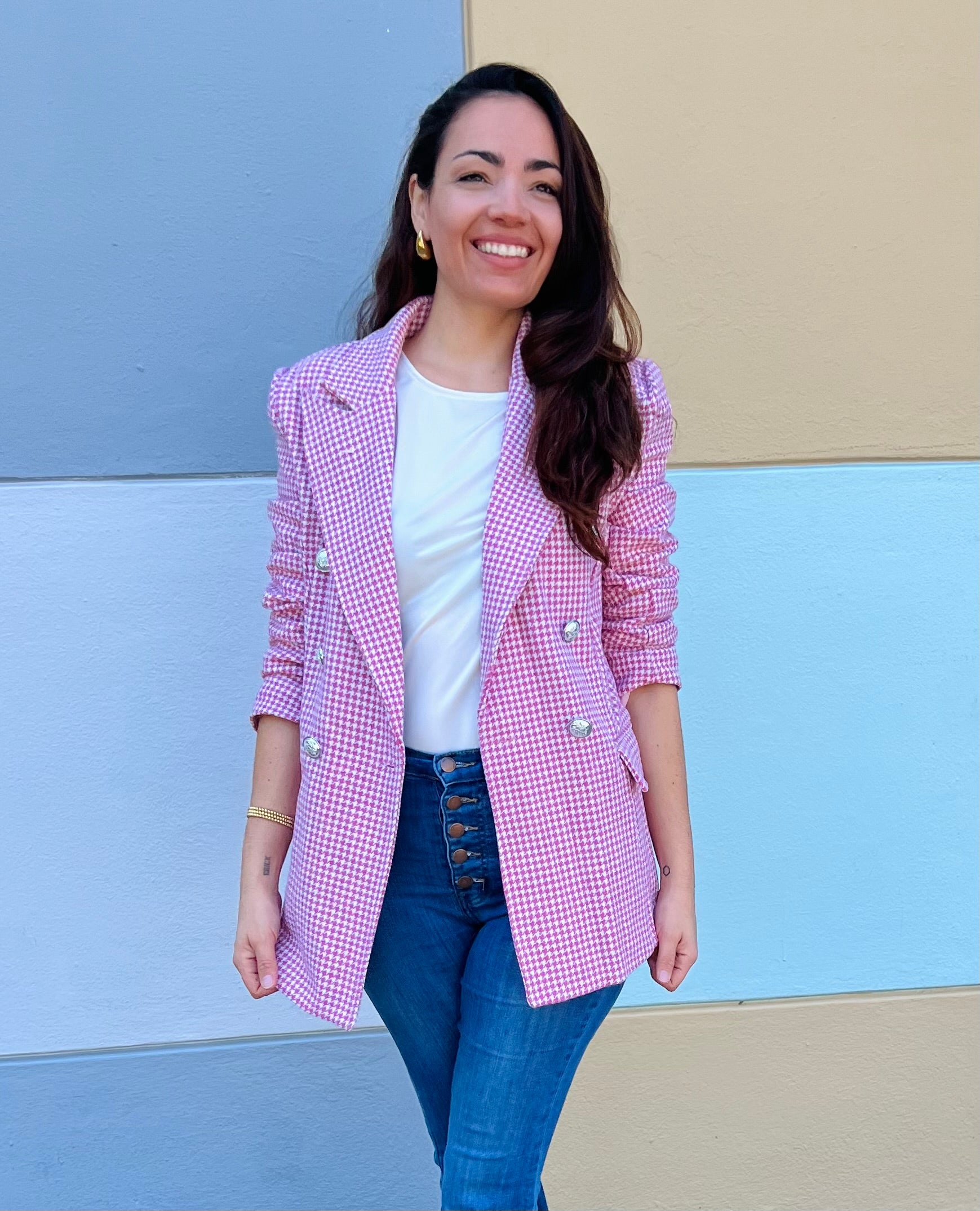 Textured Light Pink Blazer