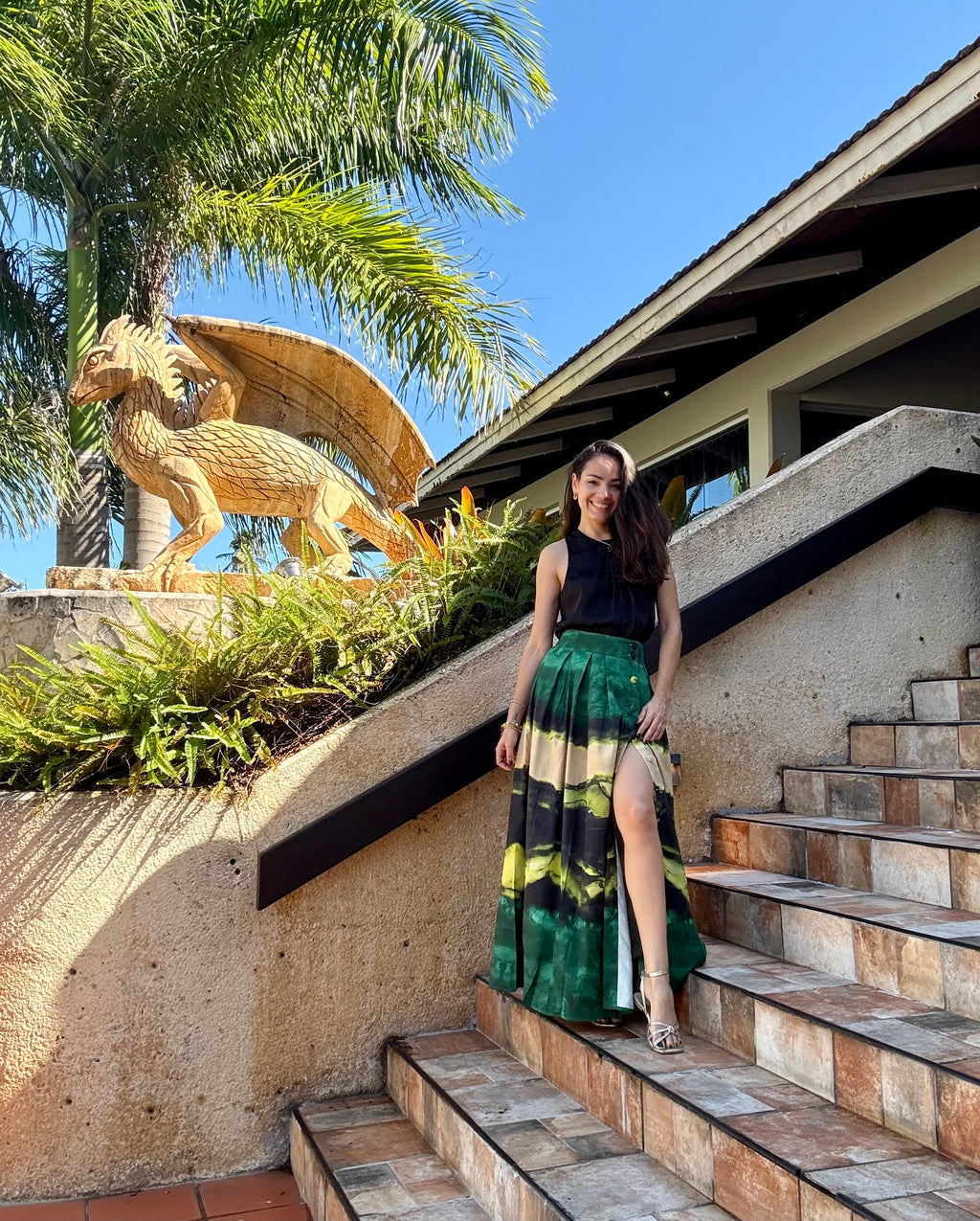 Button Down Green Maxi Skirt