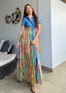 Colorful Denim Dress