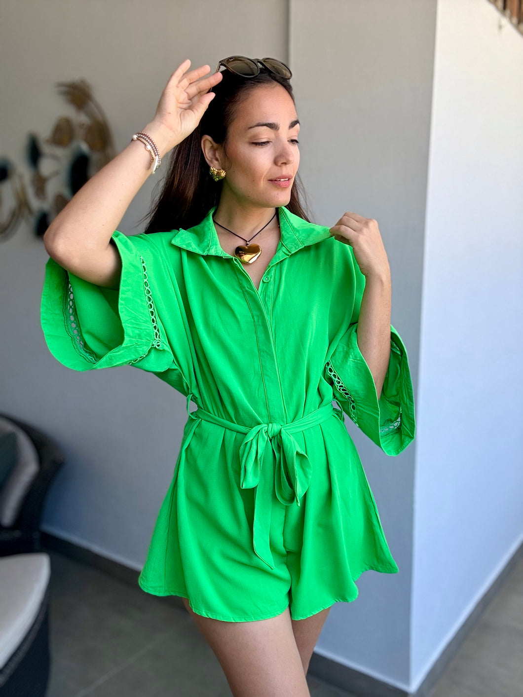 Green Kimono Romper
