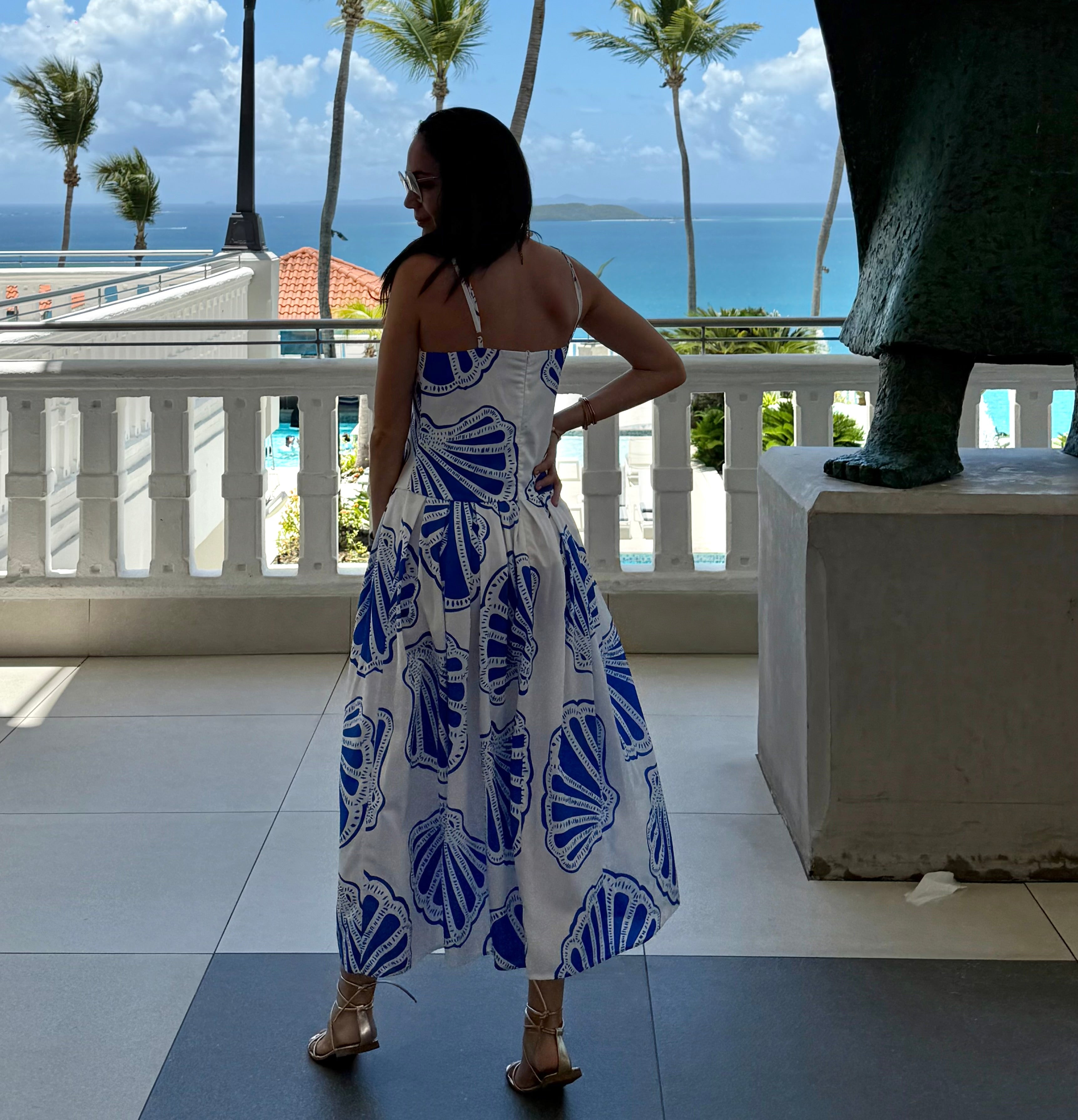 Blue Shells Midi Dress