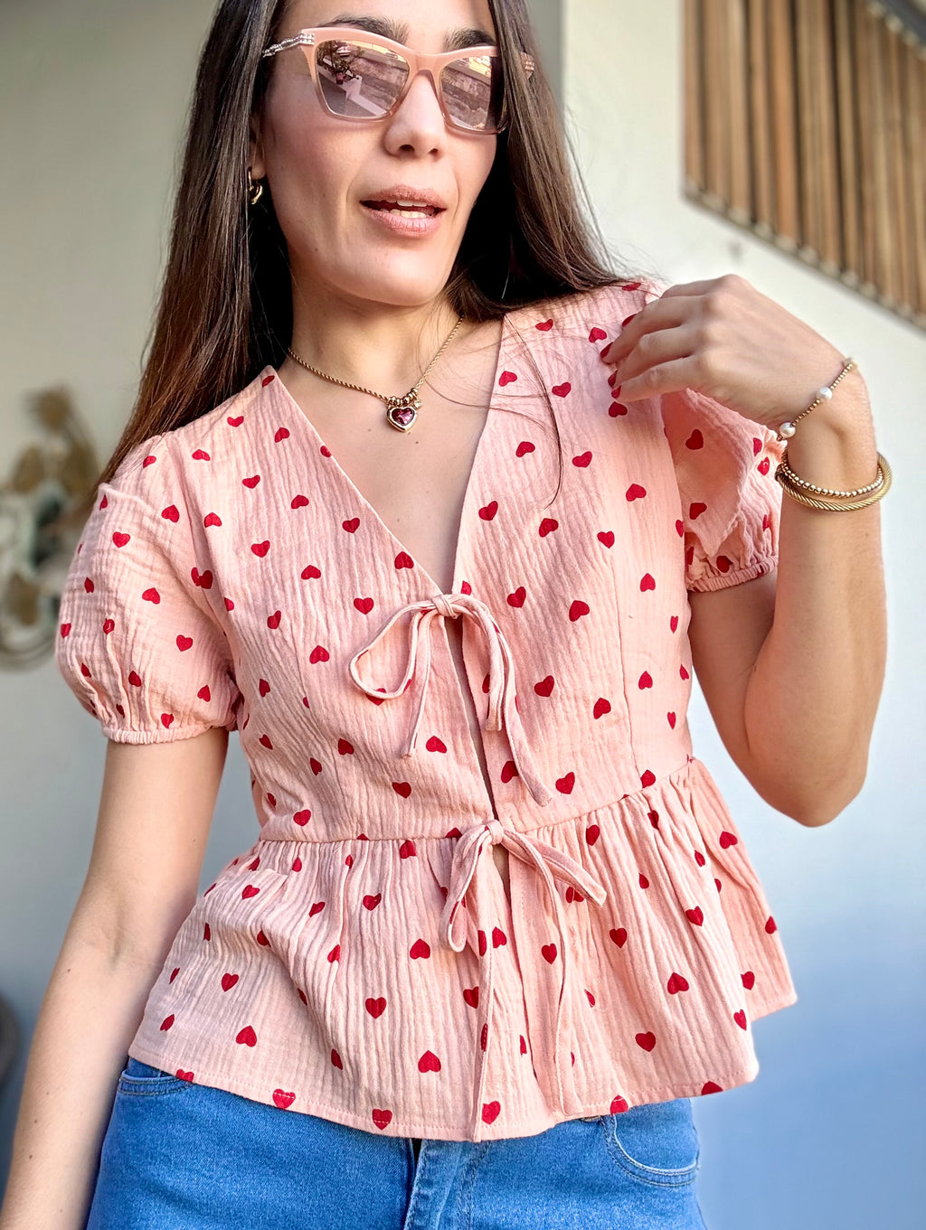 Hearts Peplum Top