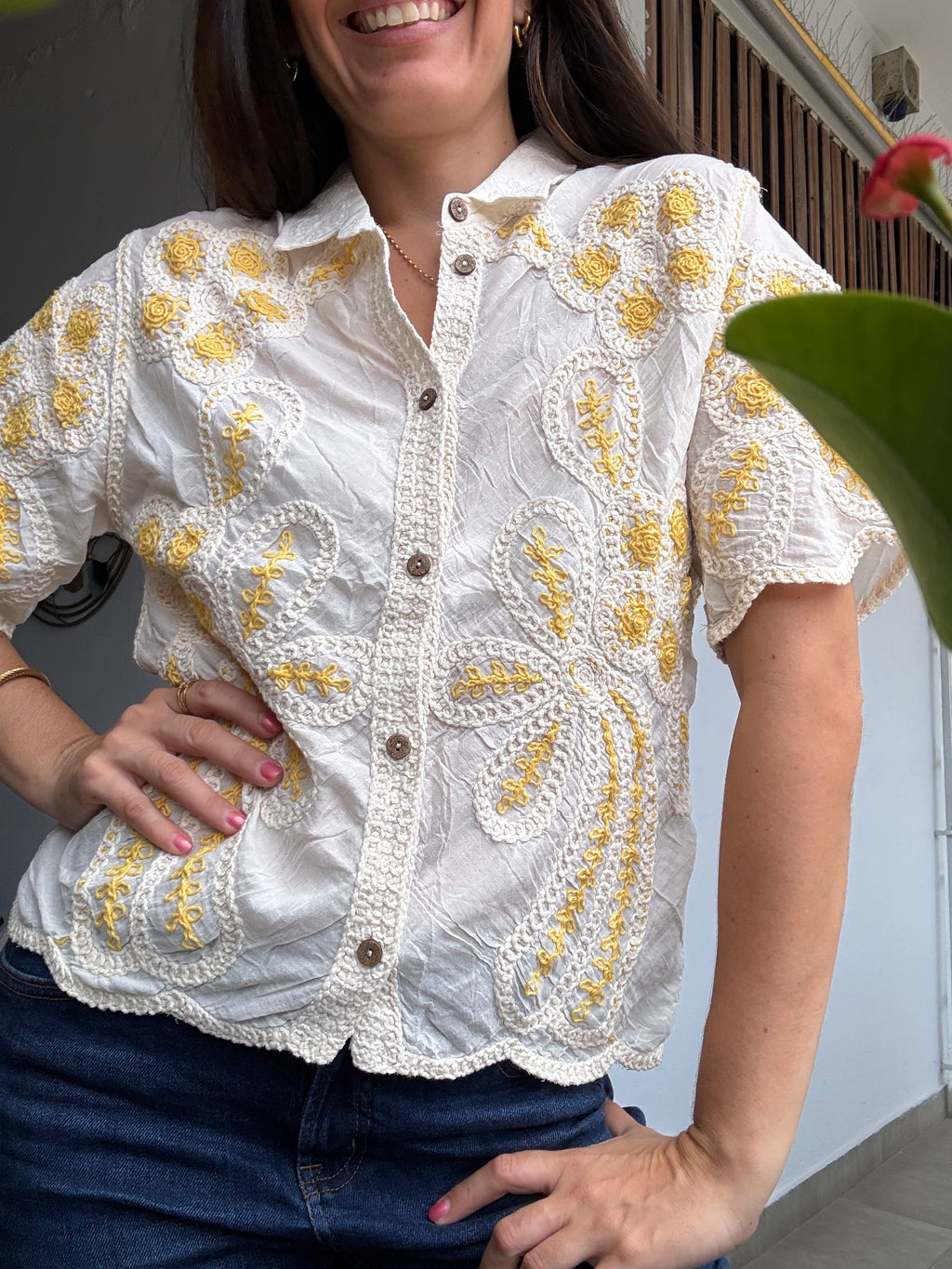 Italy Cotton Crochet Top
