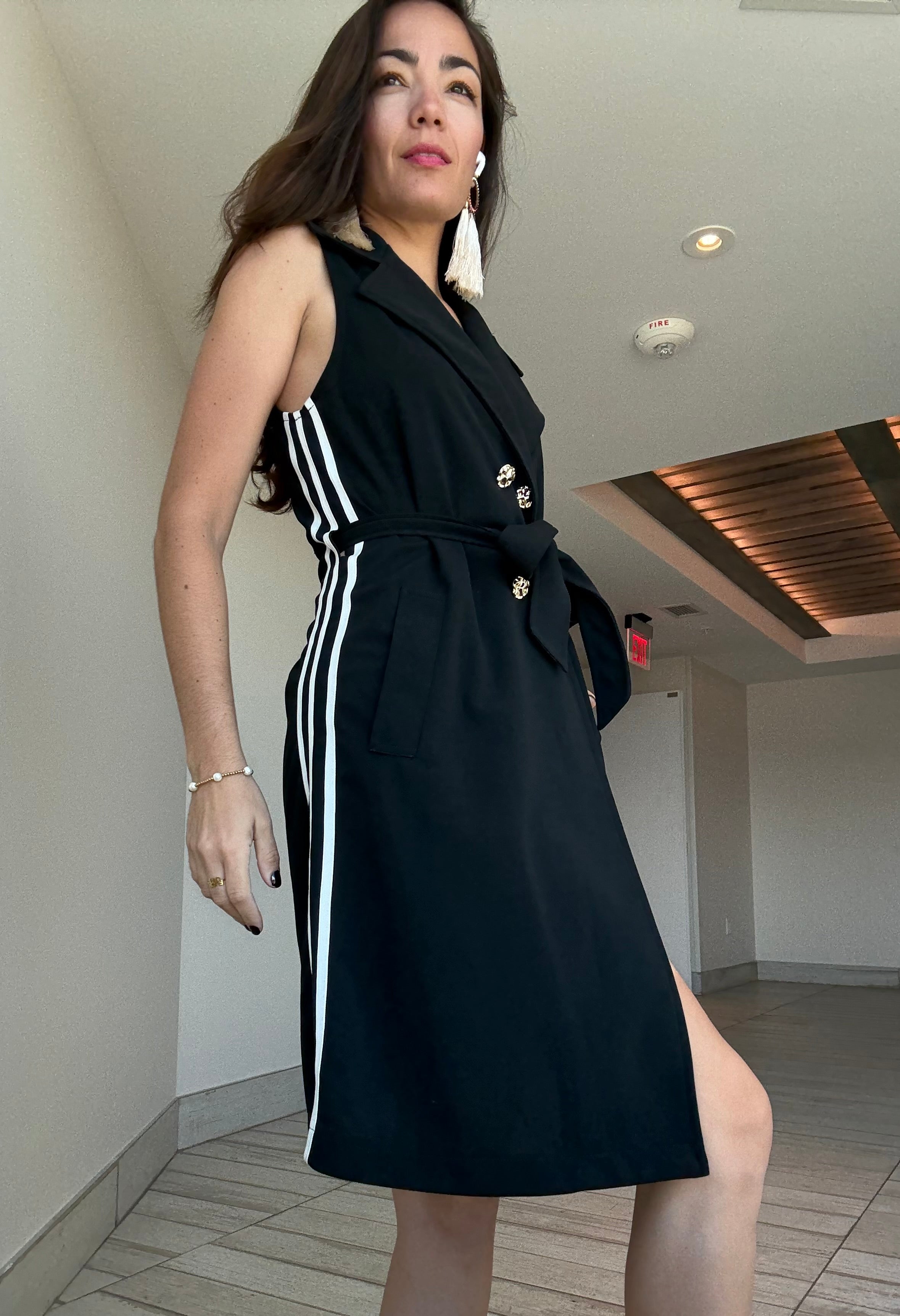 Black Blazer Dress with Lines