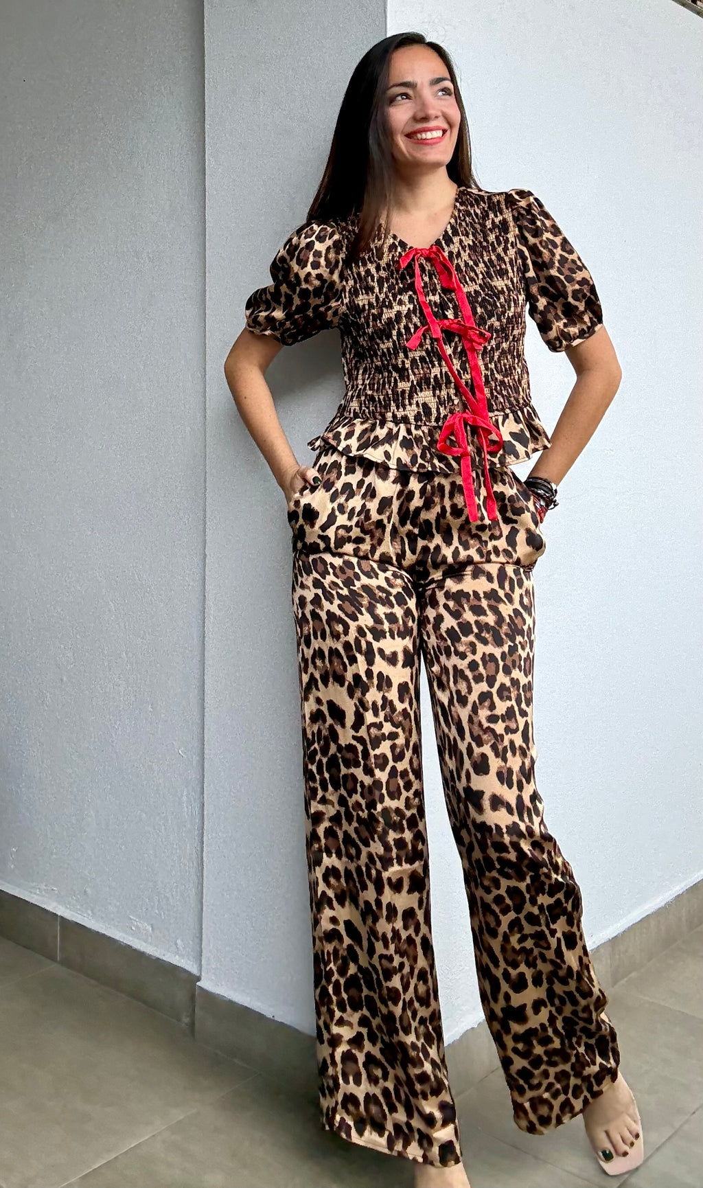 Animal Print Red Bows Set