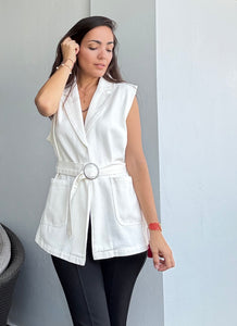 Denim White Vest