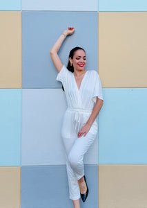 White Valentine Spandex Jumpsuit