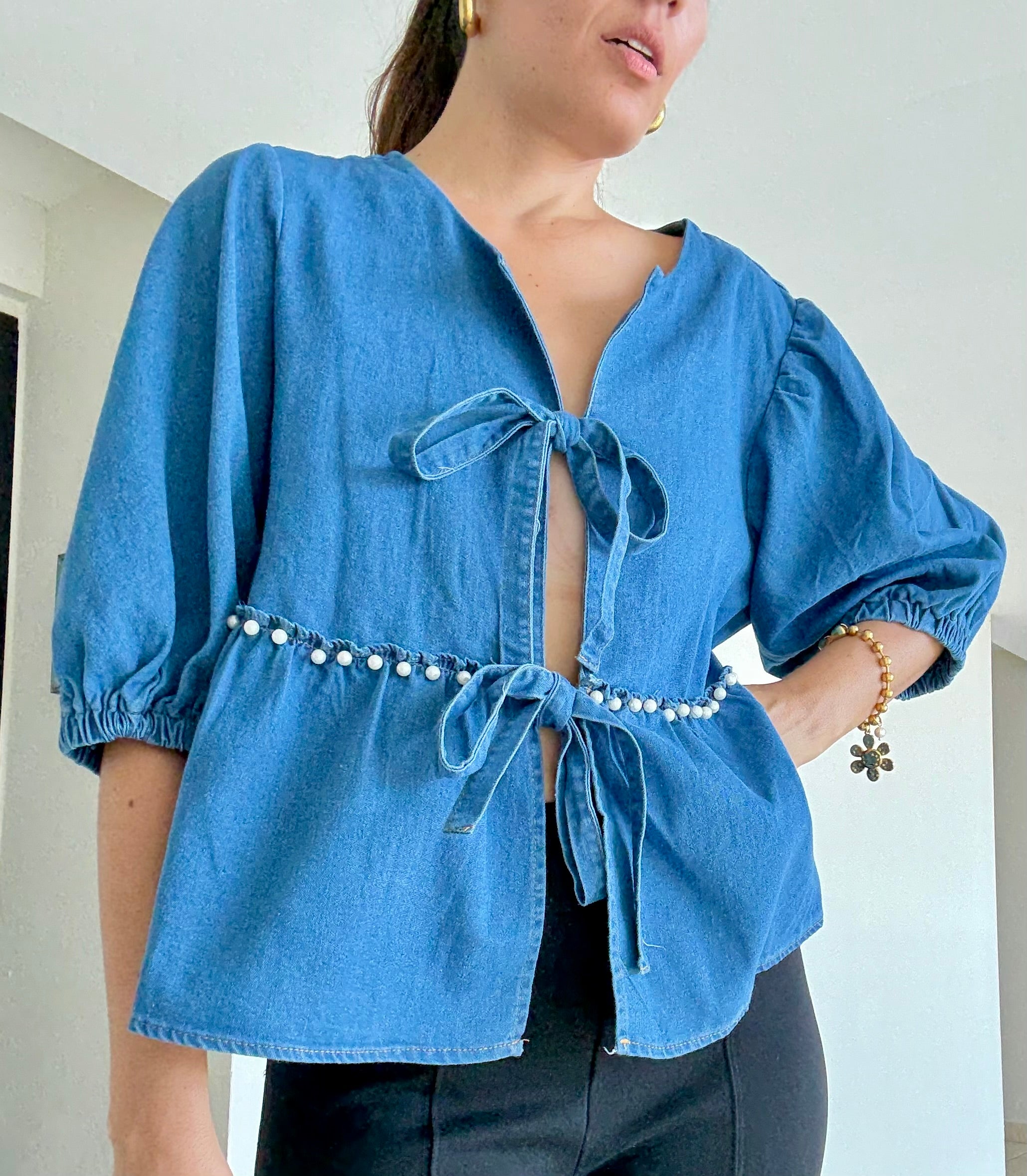 Fabulous Denim Open Front Top