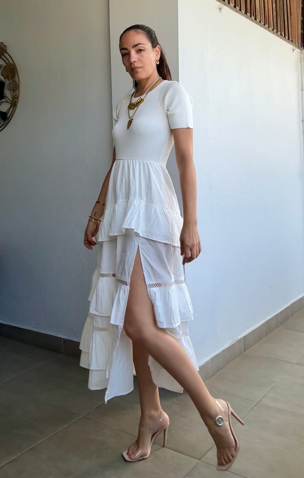 White Ruffle Dress