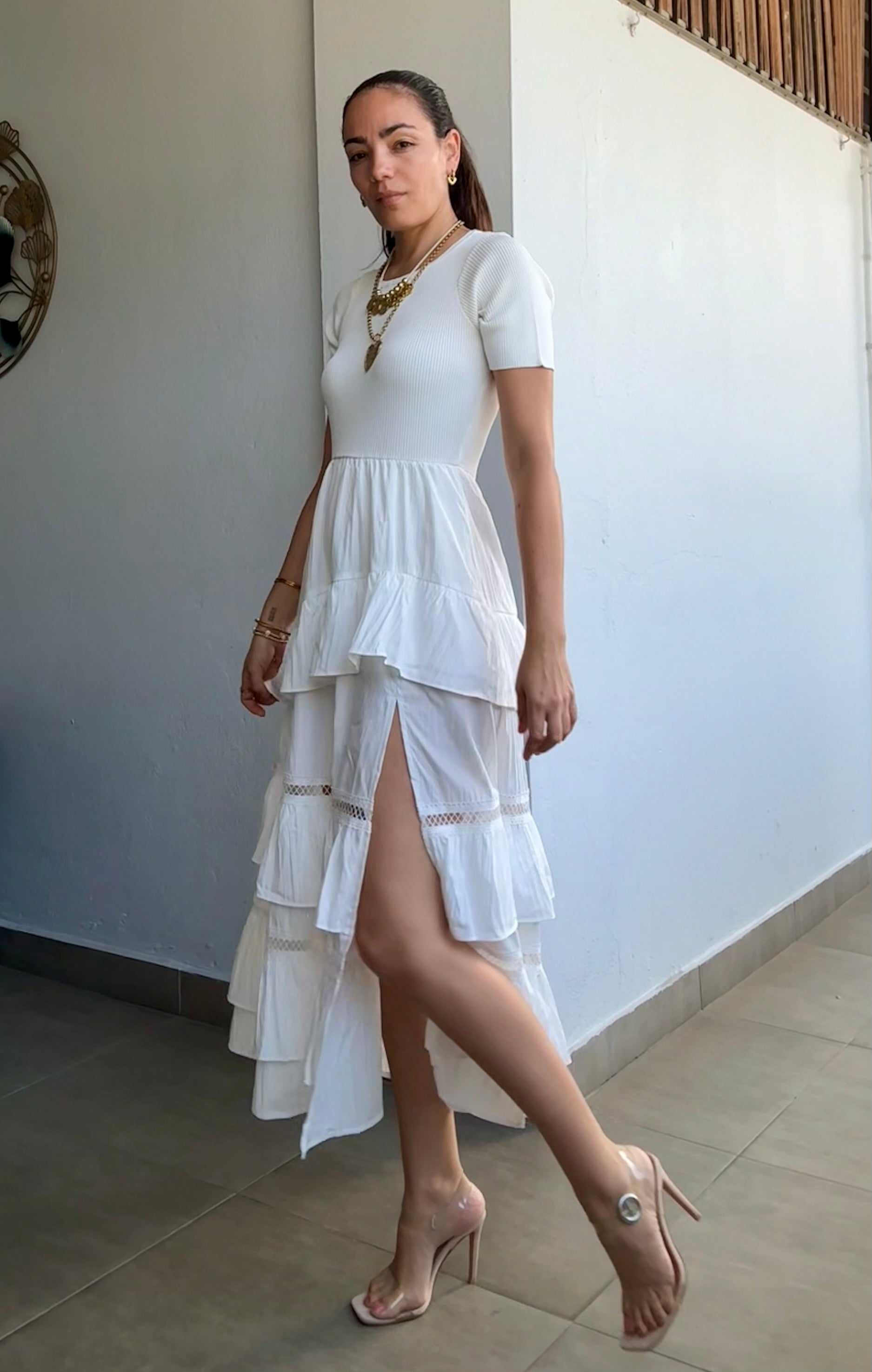 White Ruffle Dress