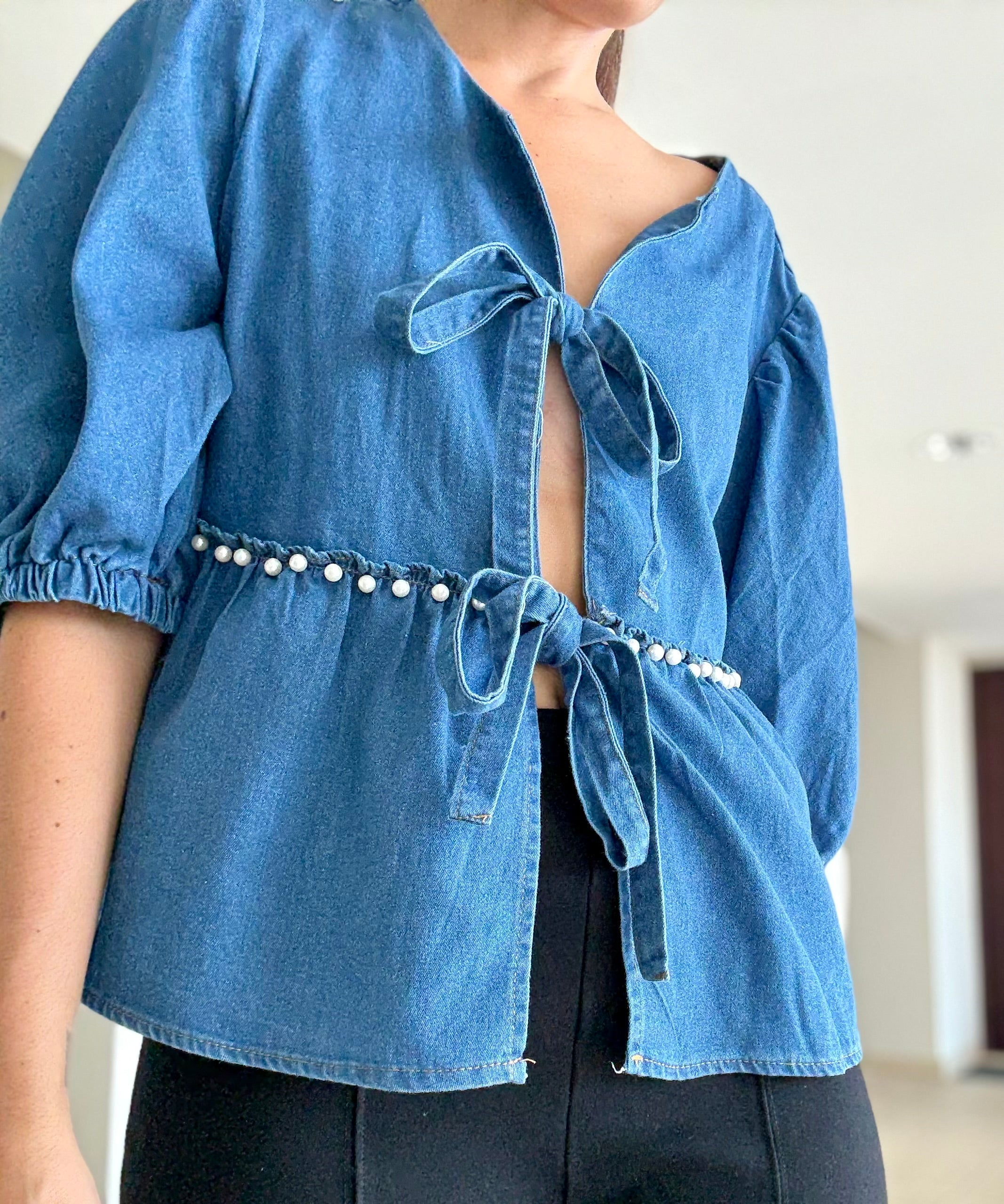Fabulous Denim Open Front Top