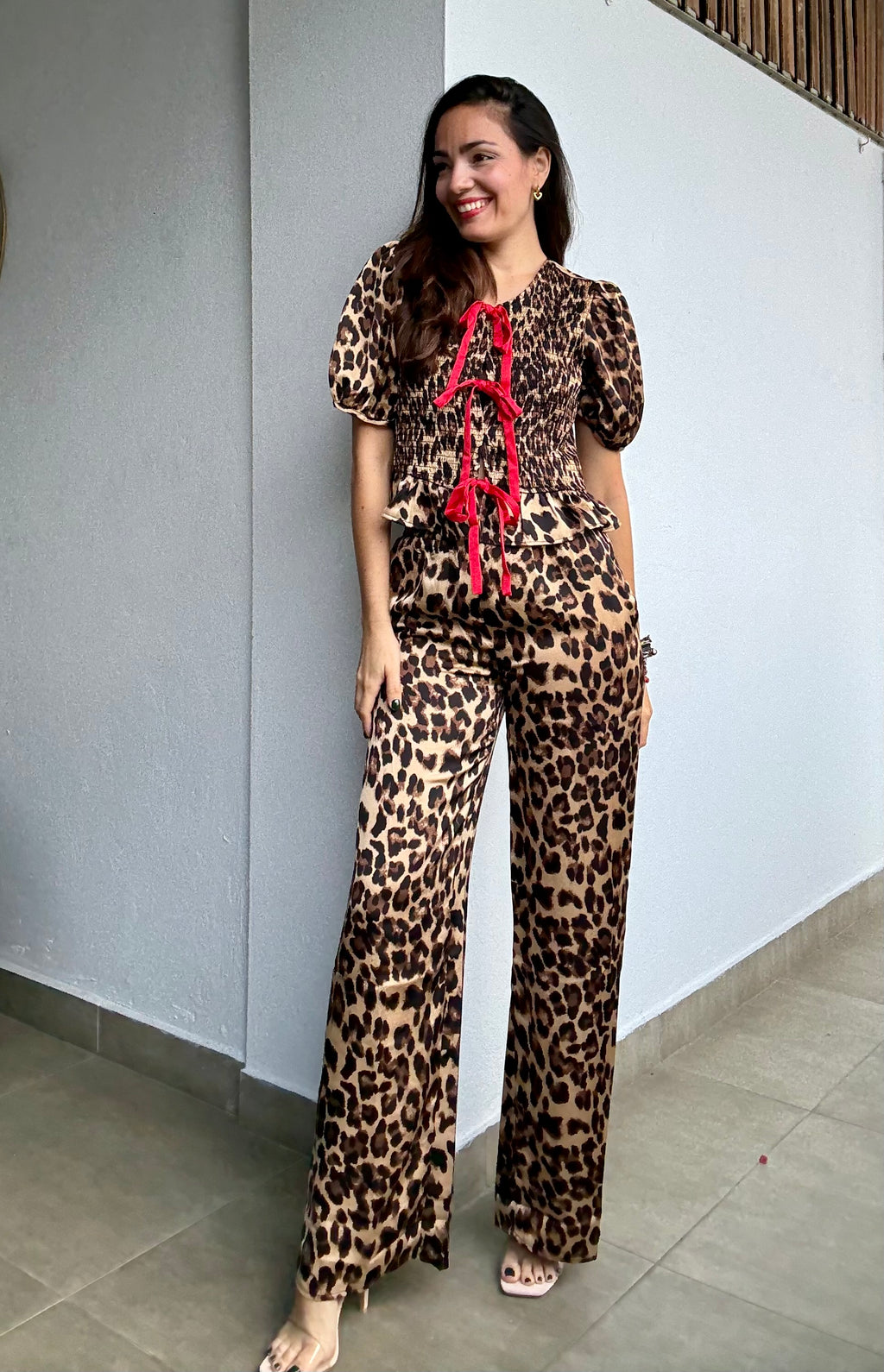 Animal Print Red Bows Set