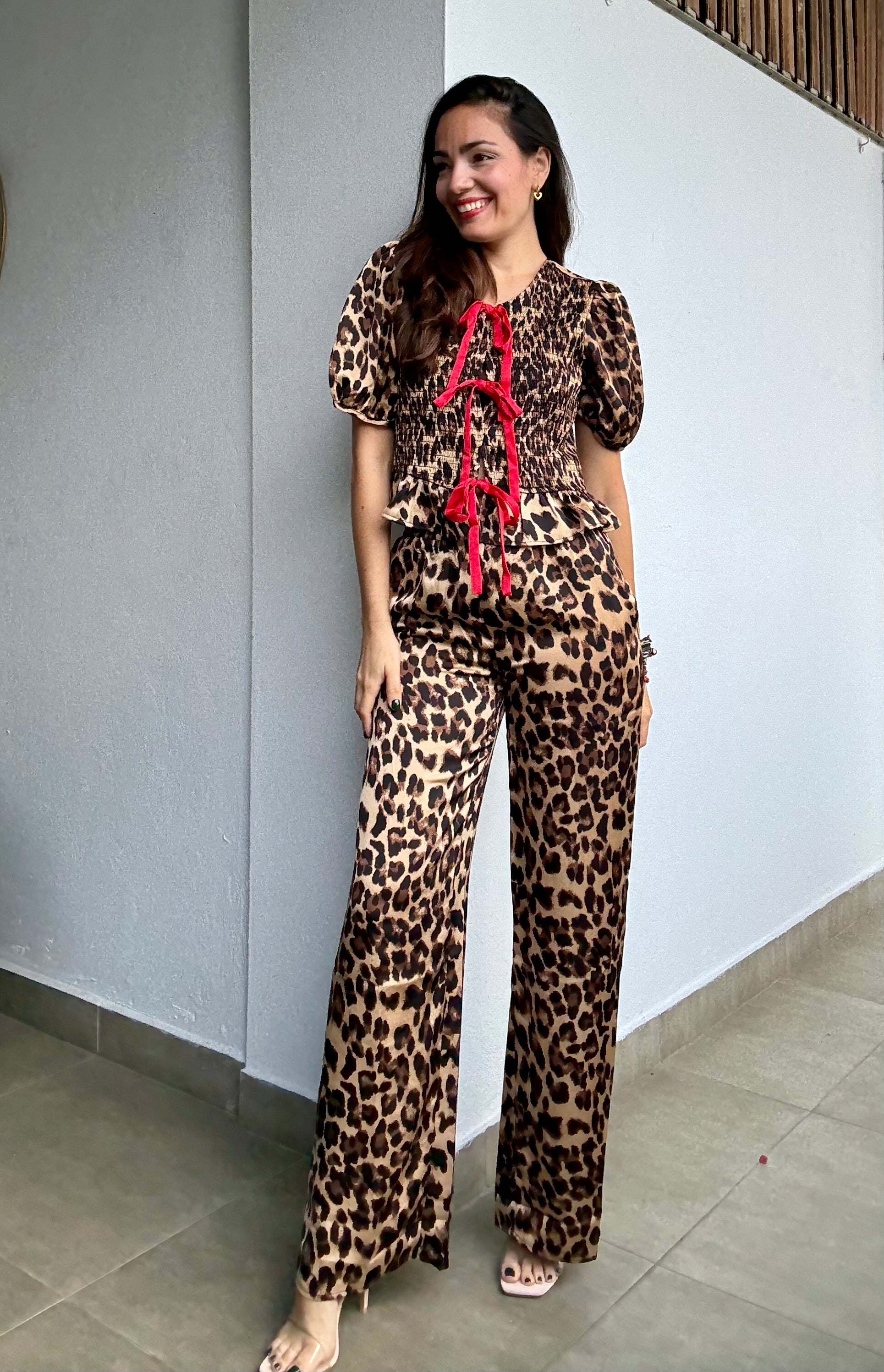 Animal Print Red Bows Set