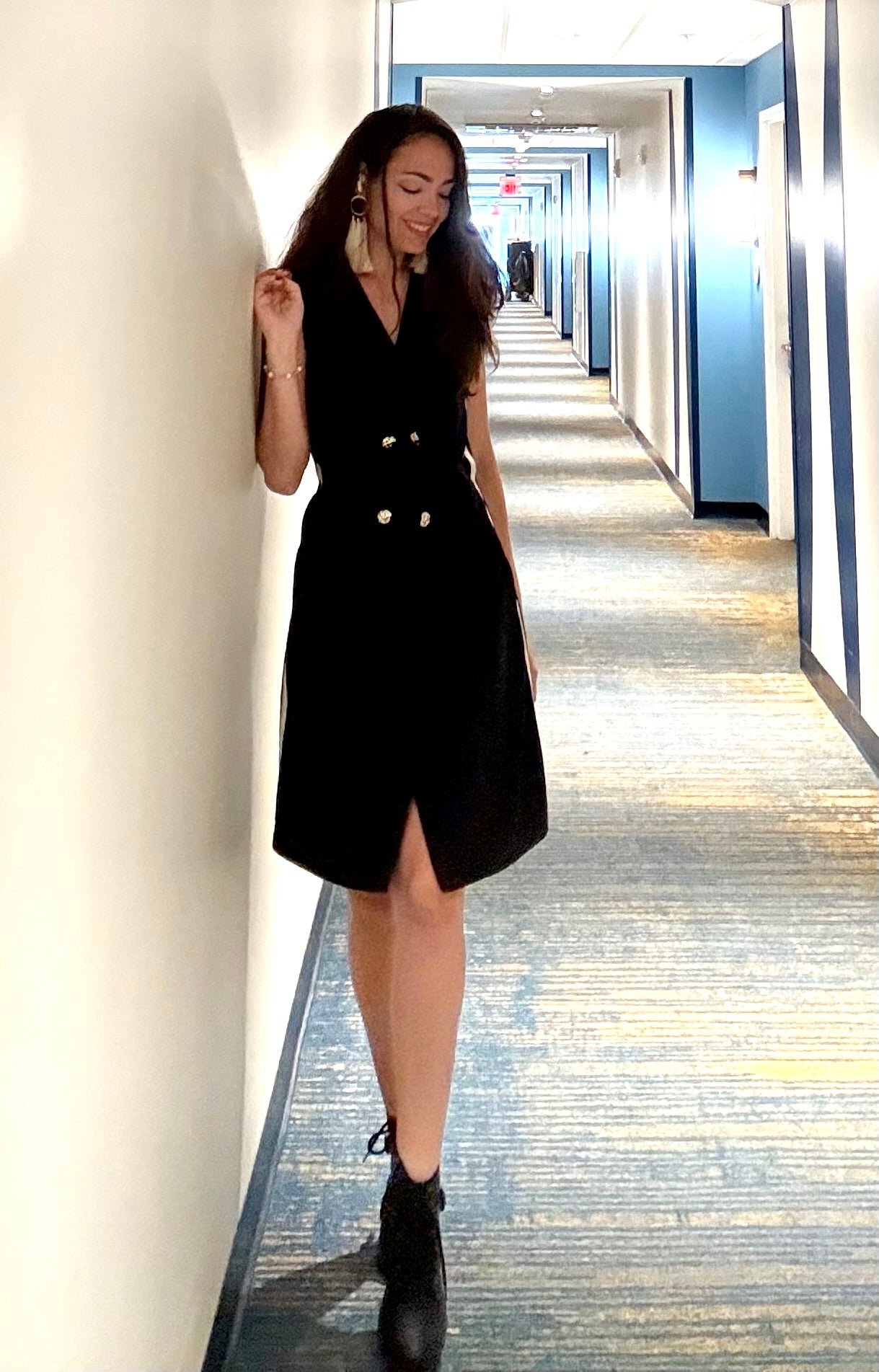 Black Blazer Dress with Lines