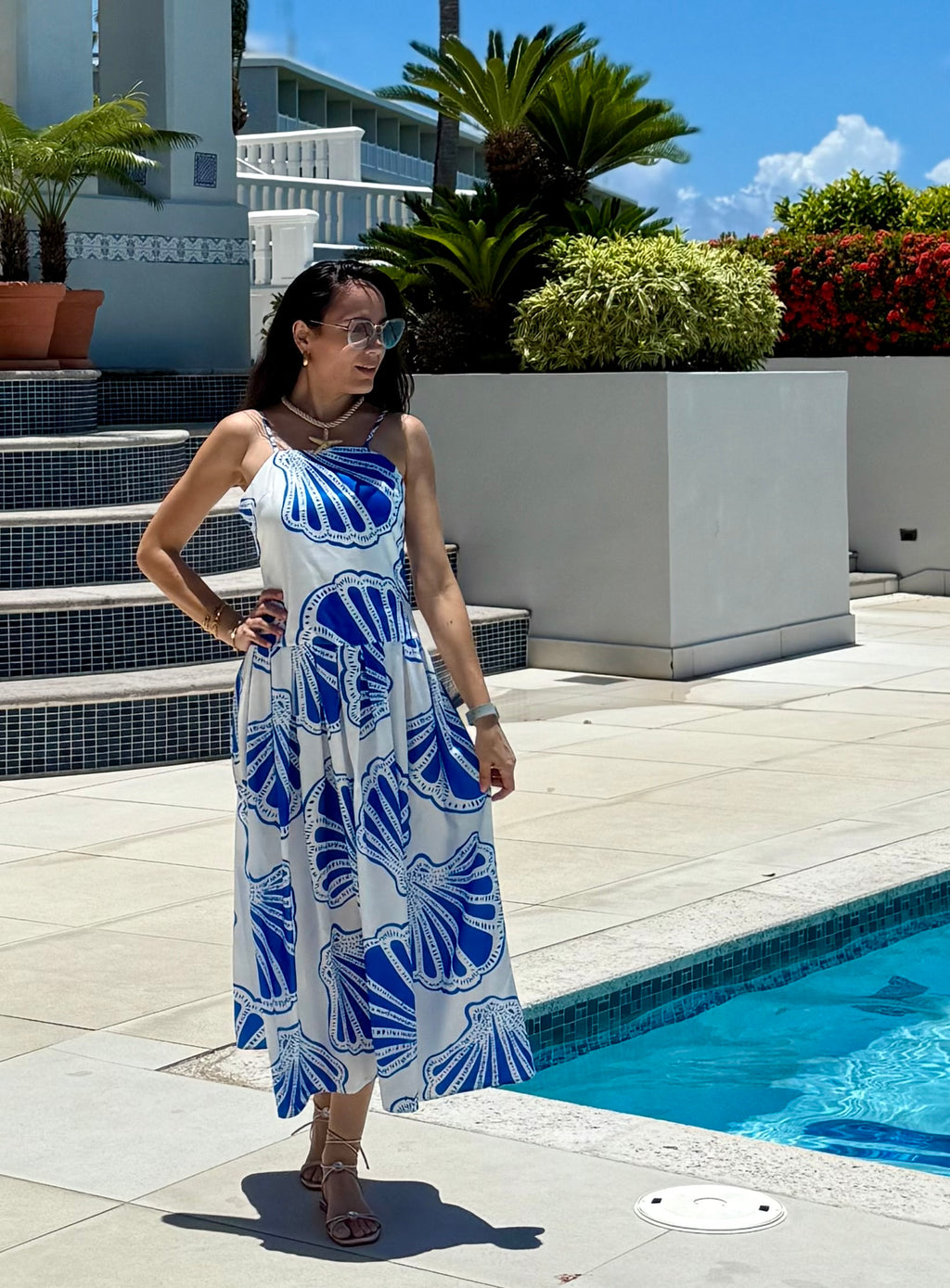 Blue Shells Midi Dress