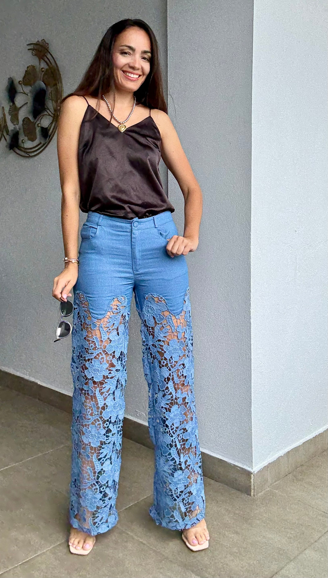 Lace Denim Pants