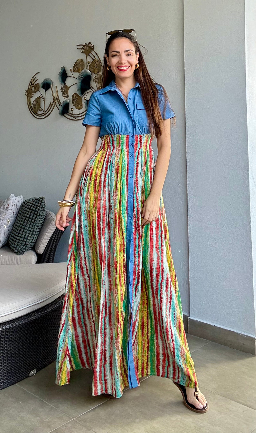 Colorful Denim Dress