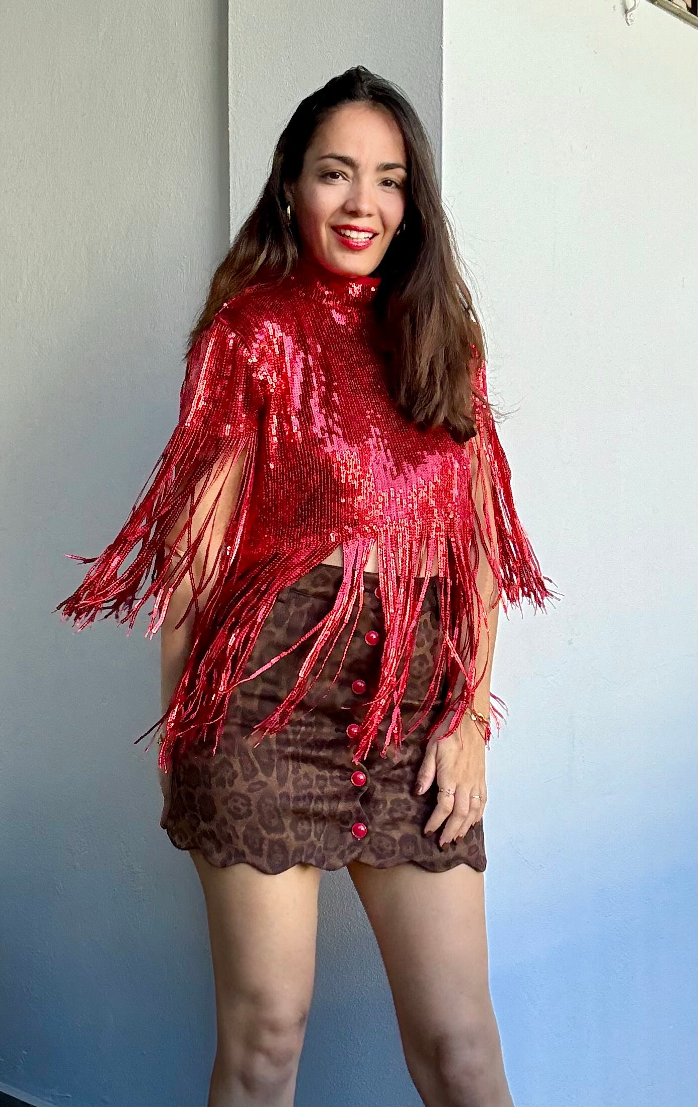 Fringe Sequin Top
