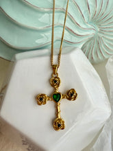 Load image into Gallery viewer, Stone Roses Cross Necklace
