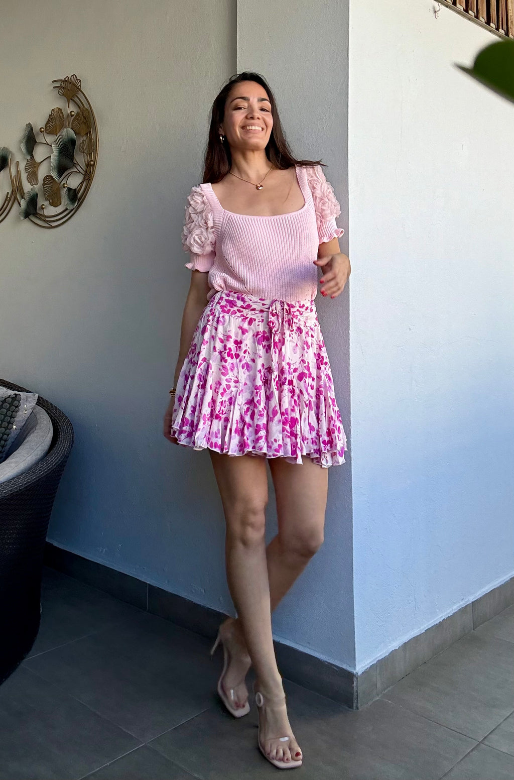 Fucsia Flowers Skort