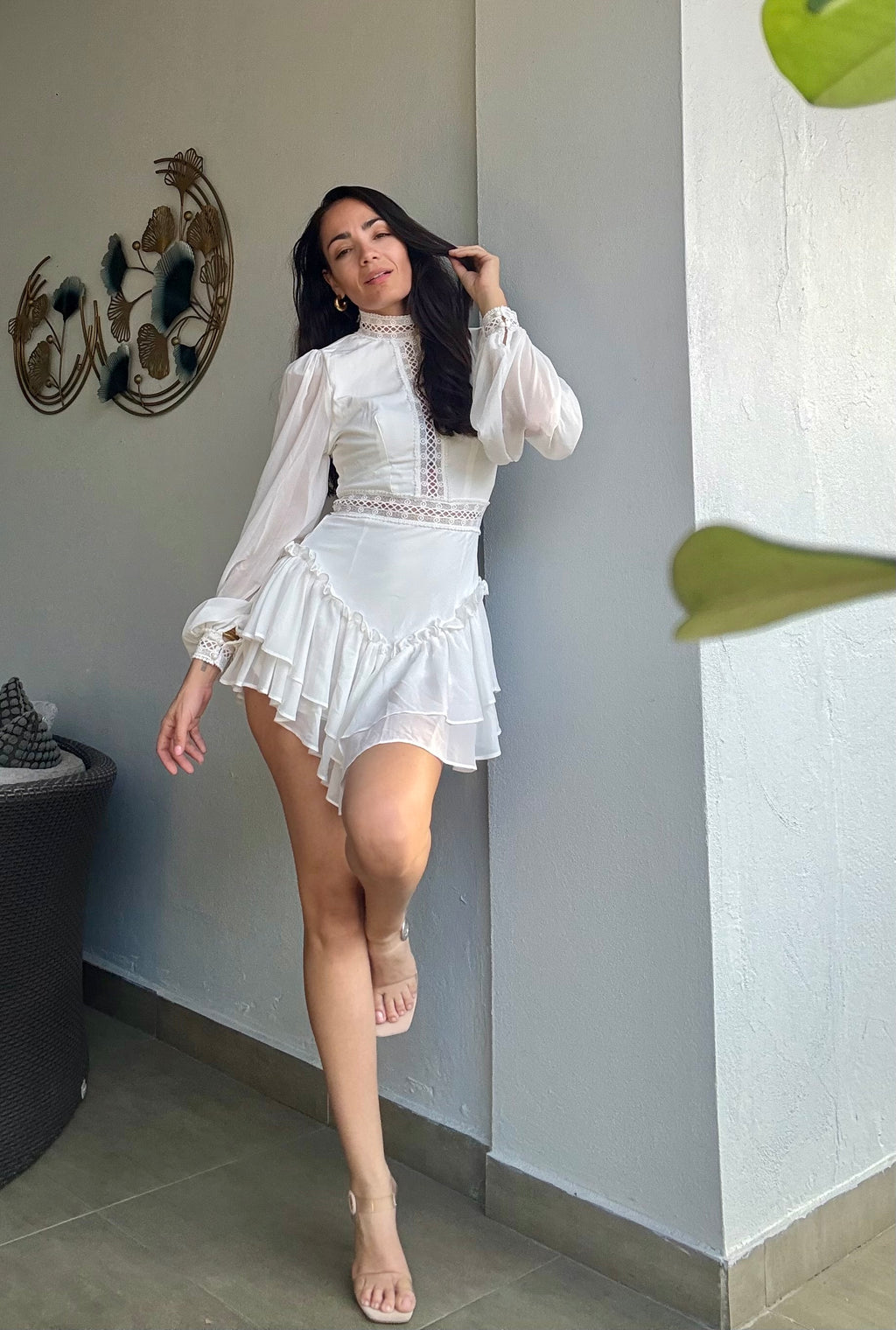 White Mini Chifon Dress