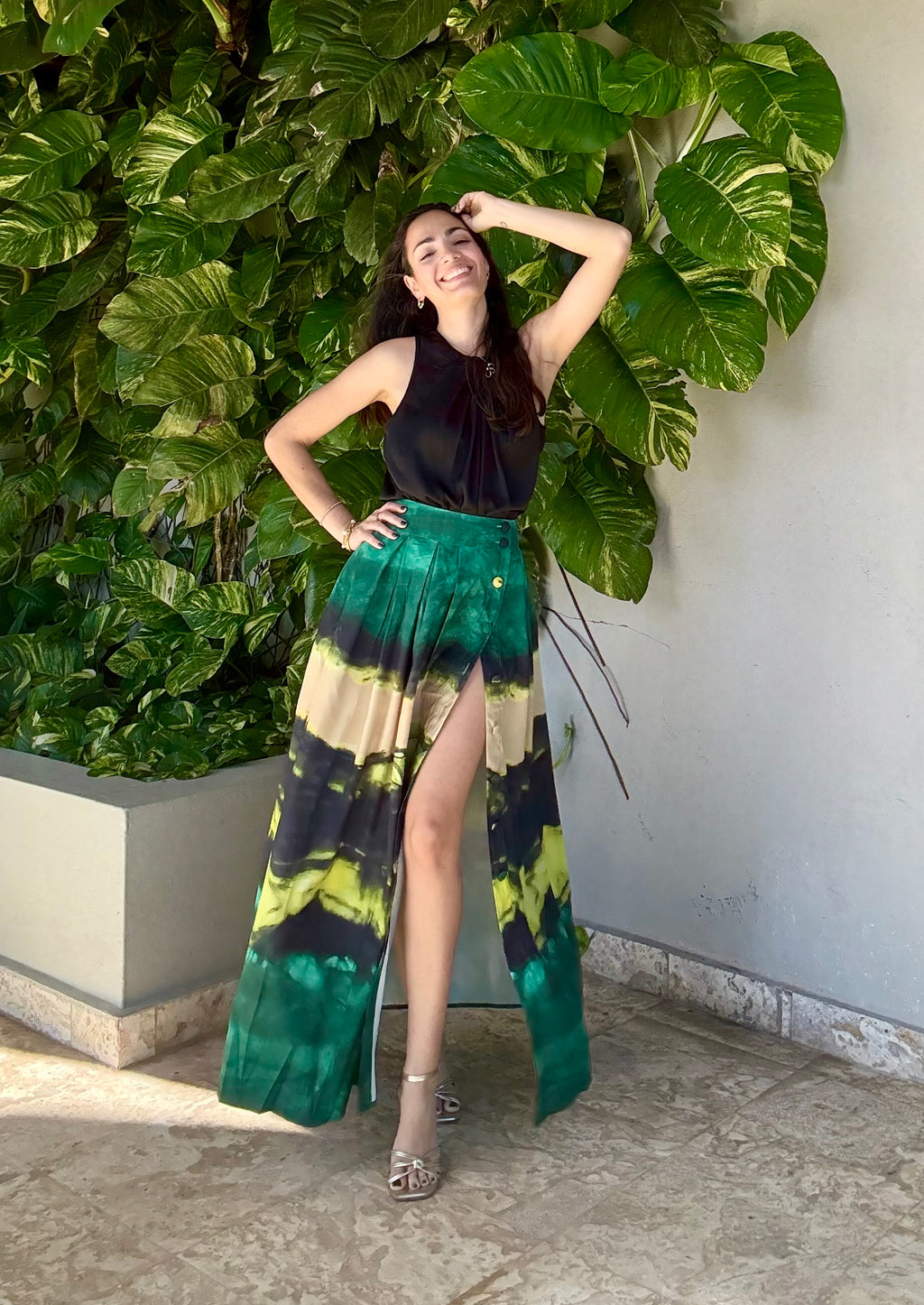 Button Down Green Maxi Skirt