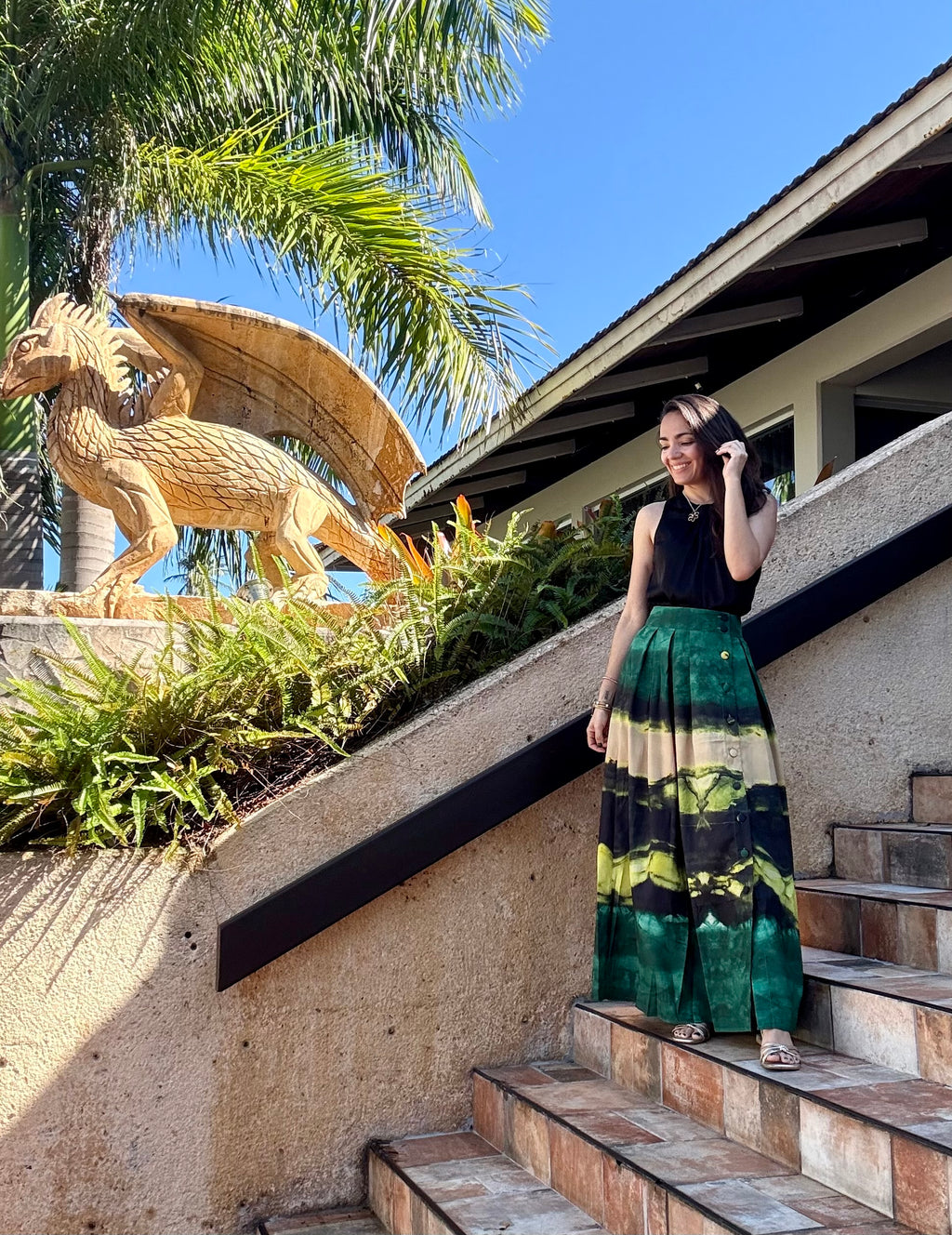 Button Down Green Maxi Skirt