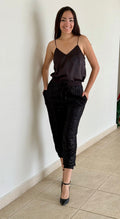 Black Sequin Jogger & Satin Cami Set