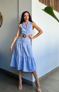 Chambray Light Blue Midi Dress