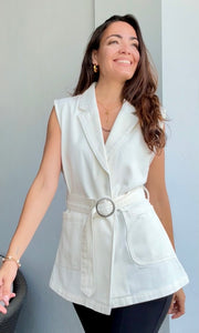Denim White Vest