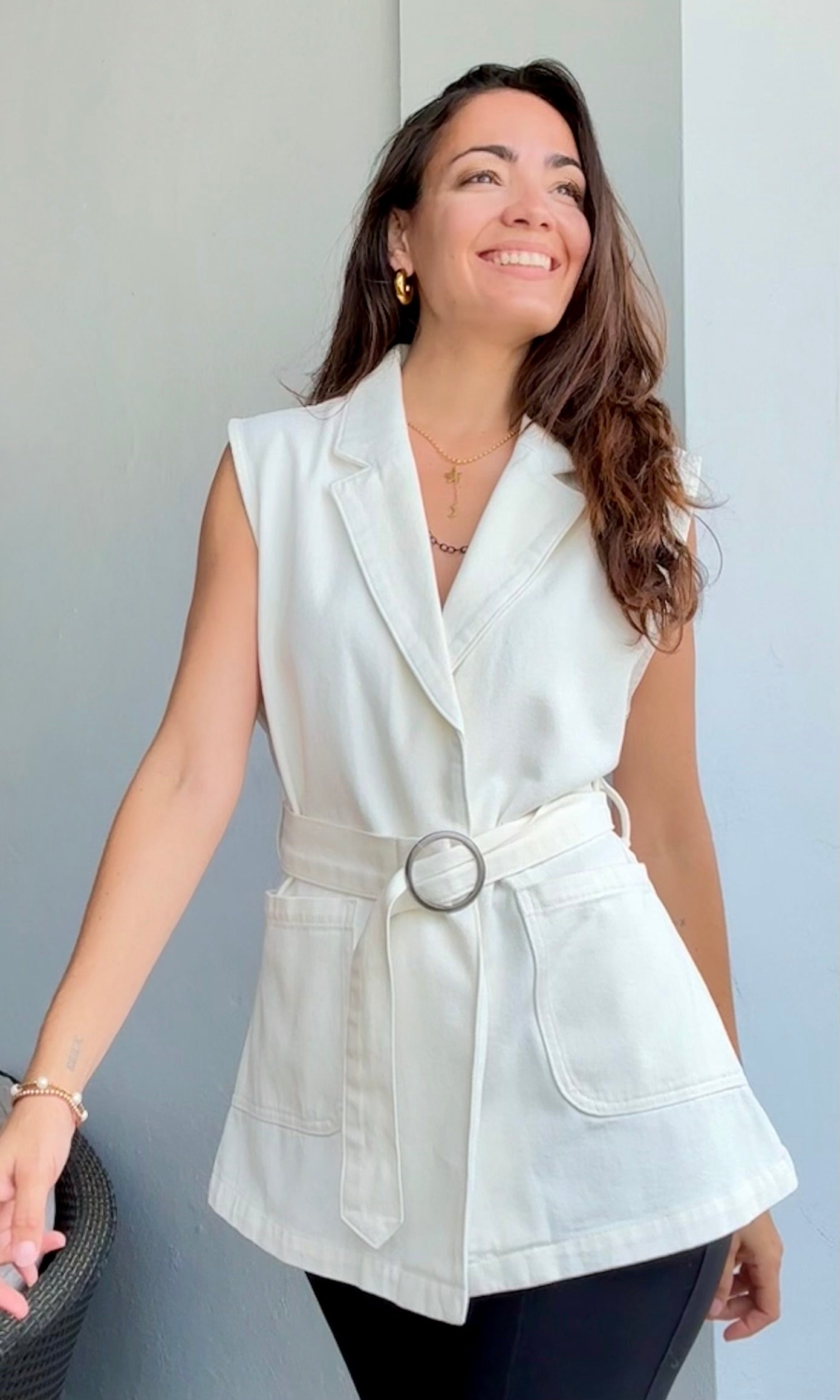 Denim White Vest