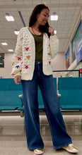 Load image into Gallery viewer, Stars Embroidered Crochet Cardigan
