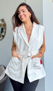 Denim White Vest