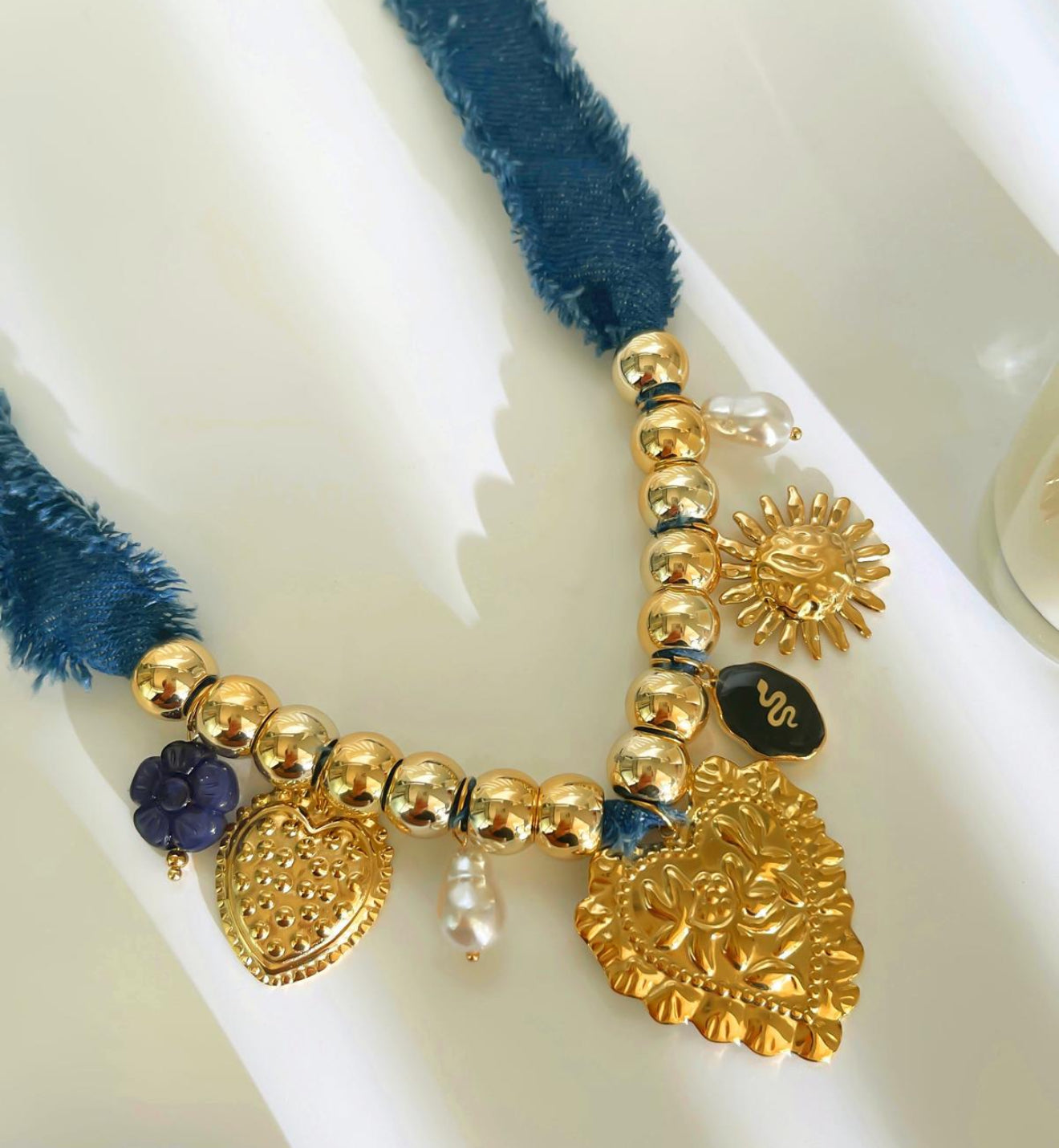 Denim Charms Necklace