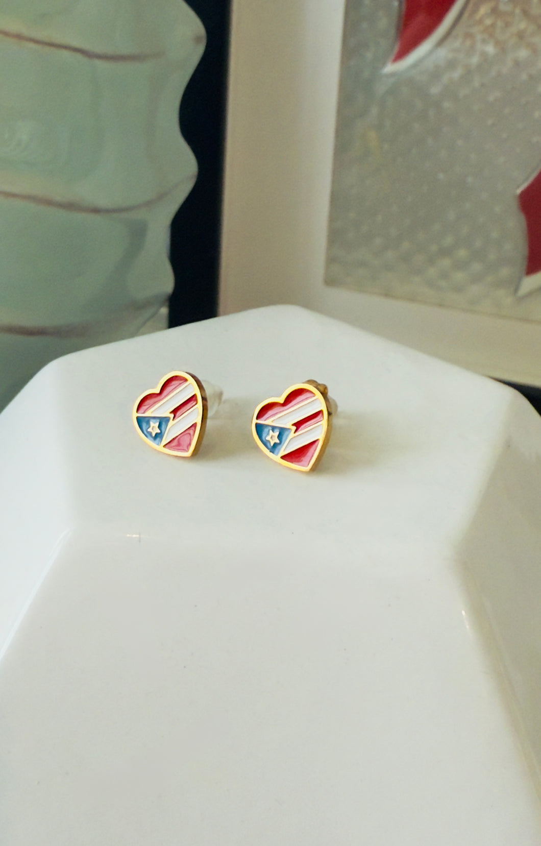 Puerto Rico Hearts Earrings