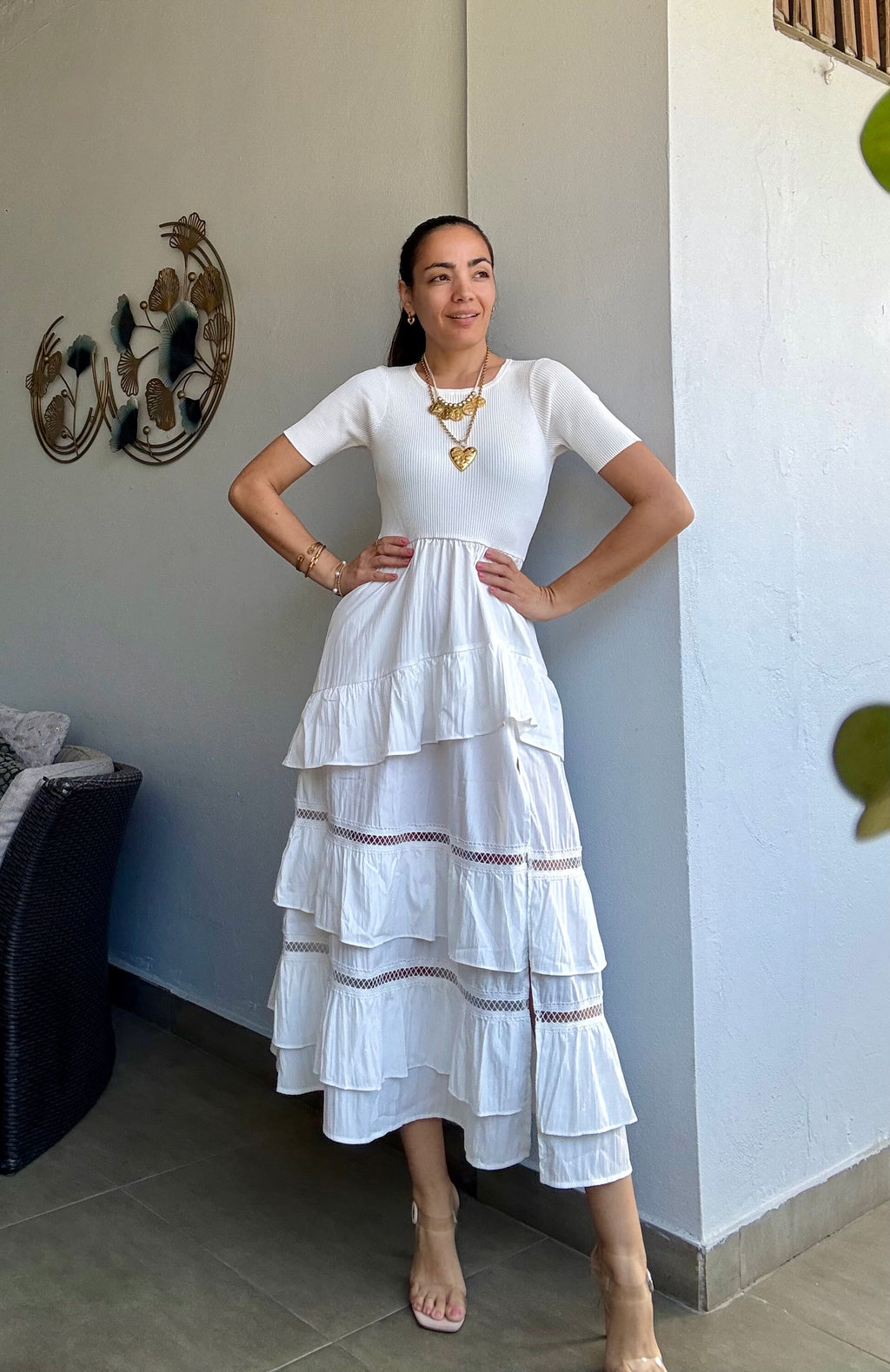 White Ruffle Dress