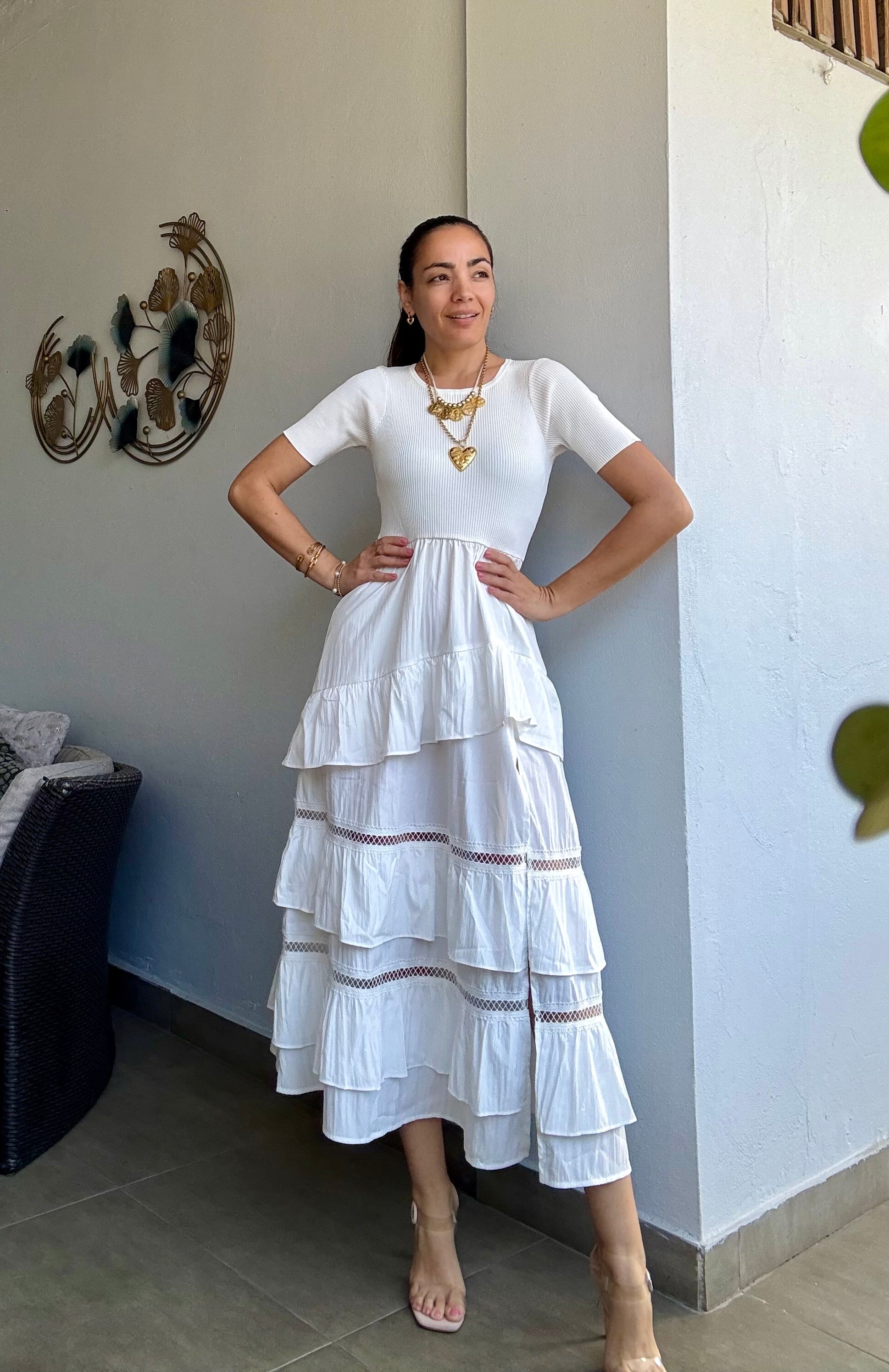 White Ruffle Dress